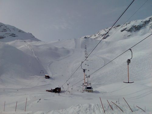 Blick von der Bergstation des SL Brunntal aufs Zugspitzplatt. Im Vordergrund SB Sonnenkar