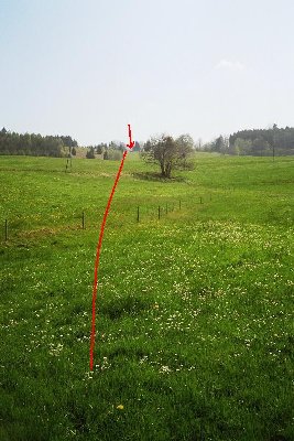 Verlauf in Rot. Oben ist das Häusle an der Ausstiegsstelle erkennbar.