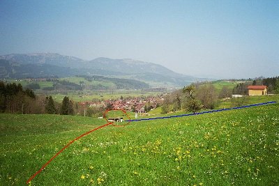Hier vielleicht? Blau die Trasse des langen Schleppers.