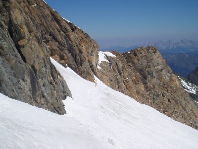Blick auf den ehemaligen Übergang vom Maurergletscher zu den Kitz- und Keesliften