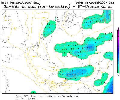 Dann aber nur noch wenig Niederschlag und nur noch an den Ostalpen, wie immer bei solchen Wetterlagen.