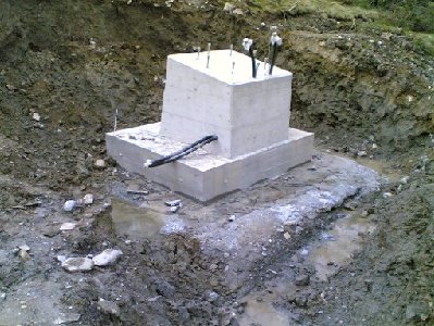 fertig betoniertes Stützenfundament