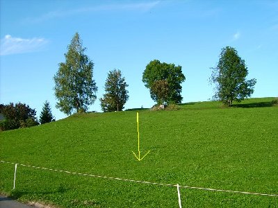Hier kam die Bahn über den Hügel rüber wieder nach unten