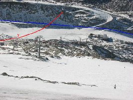 Blau: ehemaliger SCHL Wurten
<br />Rot: ehemaliger SCHL Schareck
<br />Pfeil: Einstieg SCHL Schareck