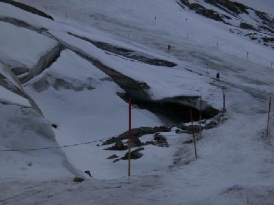 Spalten am Ende der Piste