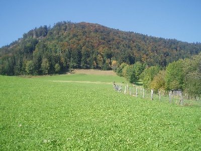 neben dem Strommasten rechts liegt das Fundament des SL und der Hang