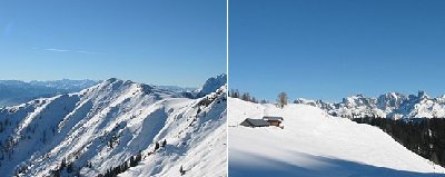 im linken Bild der Frommerkogel, vom Korein aus gesehen