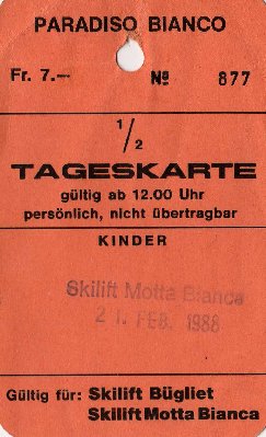 Skipass of Motta Bianca, the Skiglift Bugliet wasn't working