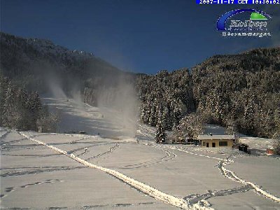 Selbst in Oberammergau am Kolben wird beschneit.