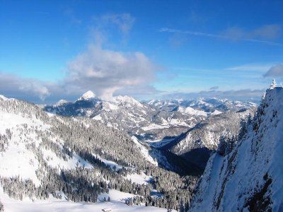 Blick in Richtung Wendelstein und Bayrischzell. Herrliche Winterstimmung!