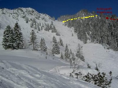 Ein Teil der Traithenkar-Abfahrt. <br />Vor ein paar Jahren im Plan noch als offizielle Abfahrtsroute eingezeichnet und teilweise sogar päpariert. Sehr zu empfehlen