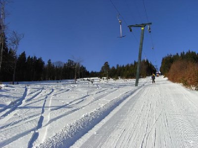 SL Schneid, links die Waldabfahrt
