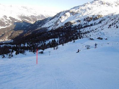 Curtinella, die Verbindungspiste um vom Furtschellas-Gebiet zum Corvatsch zu gelangen, war dieses Jahr in einem erstaunlich guten Zustand.