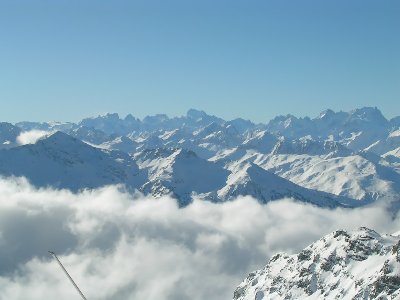 Zoom Richtung Barre des Ecrins und Dome de Neige den zwei südlichsten 4000ern der Alpen, die Fernsicht an diesem Tag war einfach genial