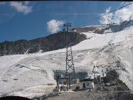 Hier sieht man die Situatiom. Betrieb ab der Talstation ist nicht möglich, weil der Gletscher abhaut.