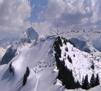 Die oberste möglichkeit wäre am besten, mit den anderen beiden möglichkeiten käme man nicht zum Saanerslochgrat.