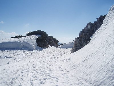 die letzten 20 Meter zum Beginn der Abfahrt