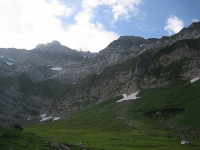 Blick zum Säntis hoch und zur Tierwies