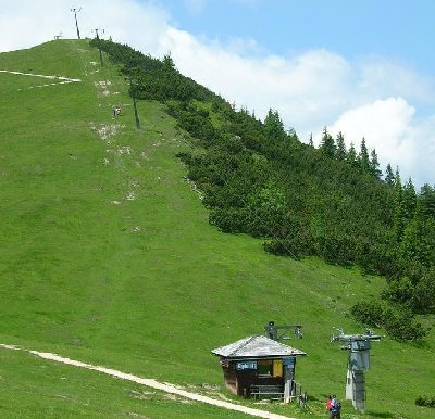 Der Gipfellift, der zur Wankbahn zurückführt