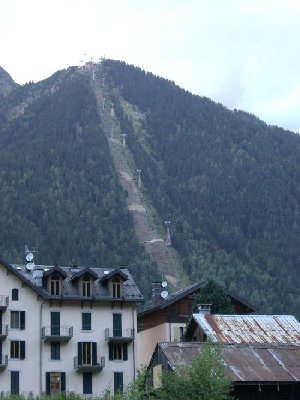 Strecke von unten. Deutlich zu erkennen die neu gerodete Schneise für die neue Bahn