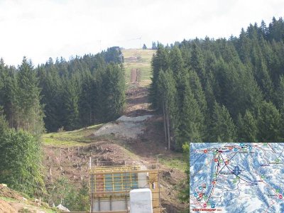 Zoom auf die Baustelle und obere Trasse