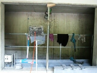 Blick von vorne in den Zugseilspannschacht