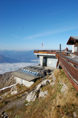 Oben angekommen erwartete mich die wahnsinnige Aussicht auf die Berge und das Alpenvorland...