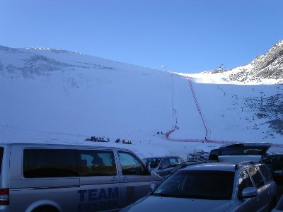 Weltcuphang vom Parkplatz am Rettenbachferner aus