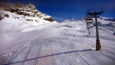 In Cervinia drüben: Wunderbare Verhältnisse
