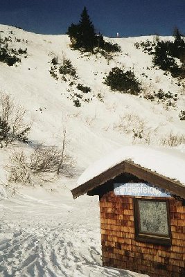 Trasse von unten. Ganz schön steil. 2005 stand der Lift noch...