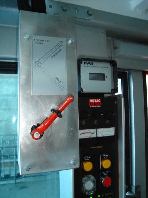 Lastmeßanzeige in einer PB-Kabine in der Schweiz