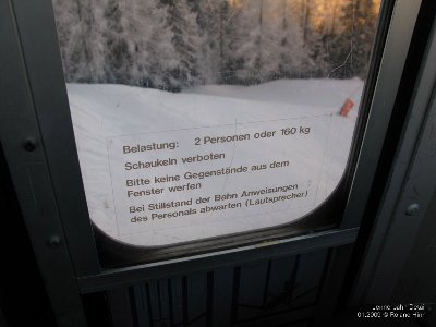 Hinweise in der Gondel