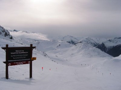 Hinter mir geht via "The Saddle" die Glacier Bowl hinab zum Peak-Chair.