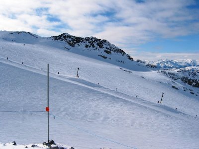 Gletscherskigebiet Horstman Glacier. Von der Morphologie eindeutig ein Eisfeld