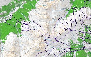 Vorgesehene Skigebietsgrenzen, in denen die Verbindung gebaut werden soll!