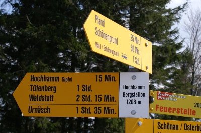 Wegweiser bei der "Bergstation"