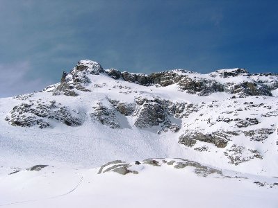 Kaum zu glauben, aber hinter diesen Felsen, die einige Leute hinunterhazardieren liegt der Horstman Glacier