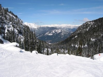 Start des schönen, flotten 5 km langen Ziehwegs Blackcomb Glacier Road