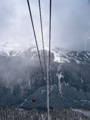 Fahrt in der P2P in Richtung Whistler Mtn