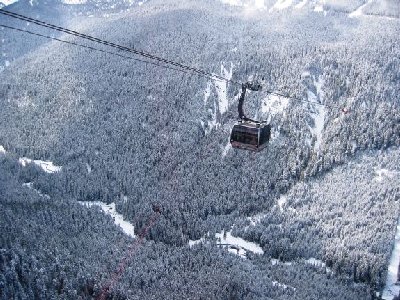 Eine der beiden silbernen Glasboden-Gondeln - wie in Kitzbühel so auch hier Publikumsmagnete