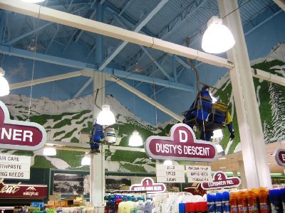 Die Reihen im Supermarkt sind nach Abfahrten benannt...