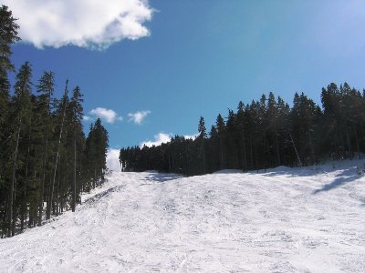 Wunderbare Abfahrt, niemand sonst unterwegs.