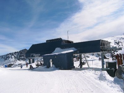 Bergstation 4-KSB 7th Heaven Express auf 2284 m. Höchster Punkt des Blackcomb Mountains