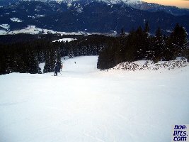 Steilste Stelle der dazugehörigen blauen Piste