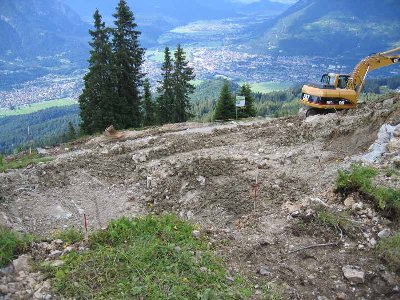 Aushub an der Bergstation.