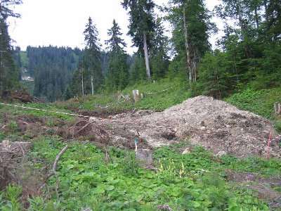 Arbeiten am Stützenfundament.