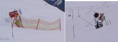 Schneekanonen auf der Piste Tsapé.