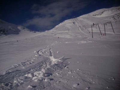 ein schmaler teil der flachen piste blieb unpräpariert =)