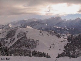 Blick vom Pt. Chamossaire auf den Col de Bretaye und den Chaux Ronde