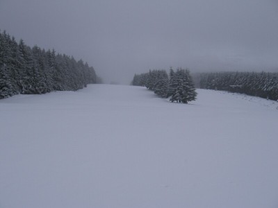 Blick von oben auf die (von unten gesehen) rechte Abfahrt - Von oben gesehen also jetzt die Linke.